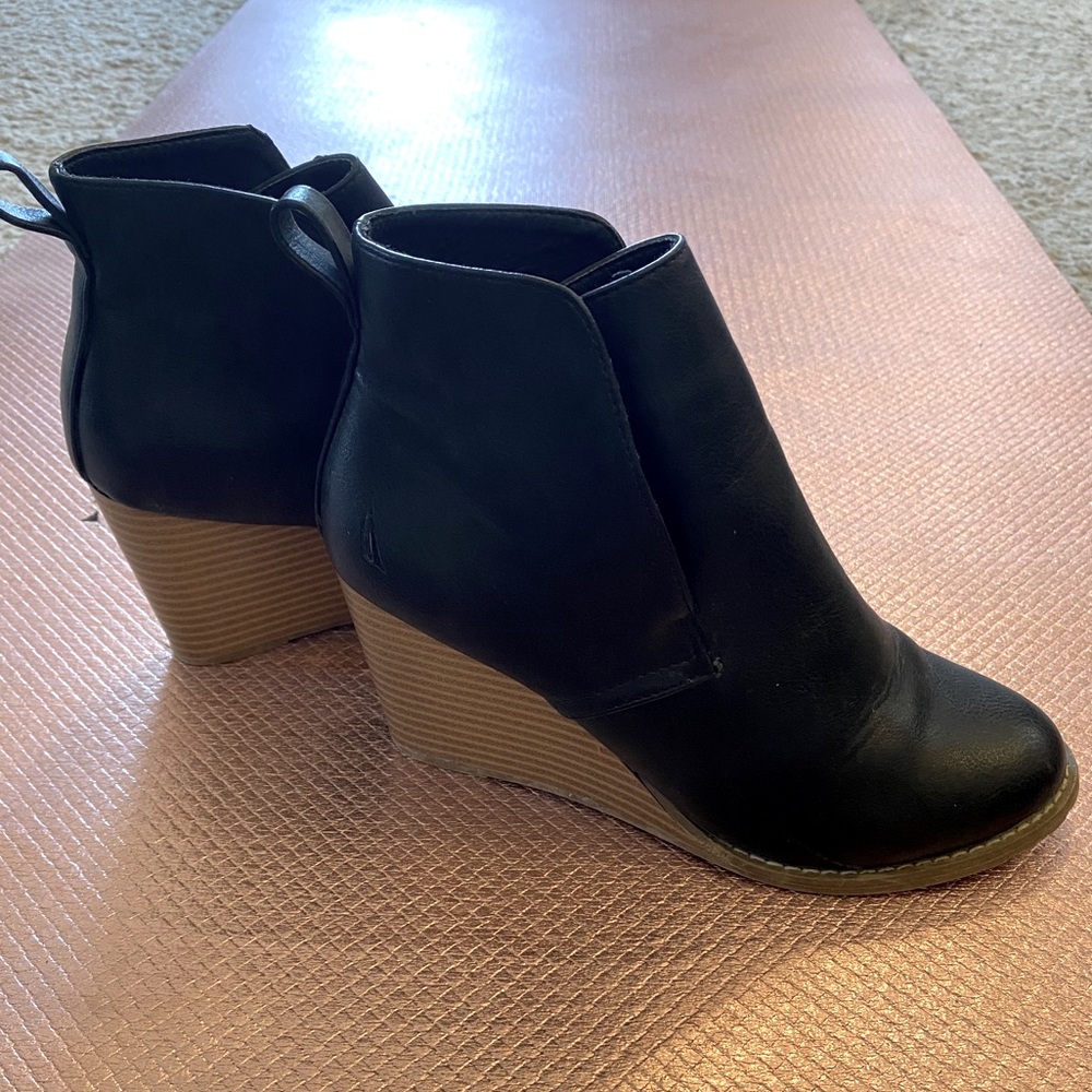 Black Nautica Ankle Boot Wedges